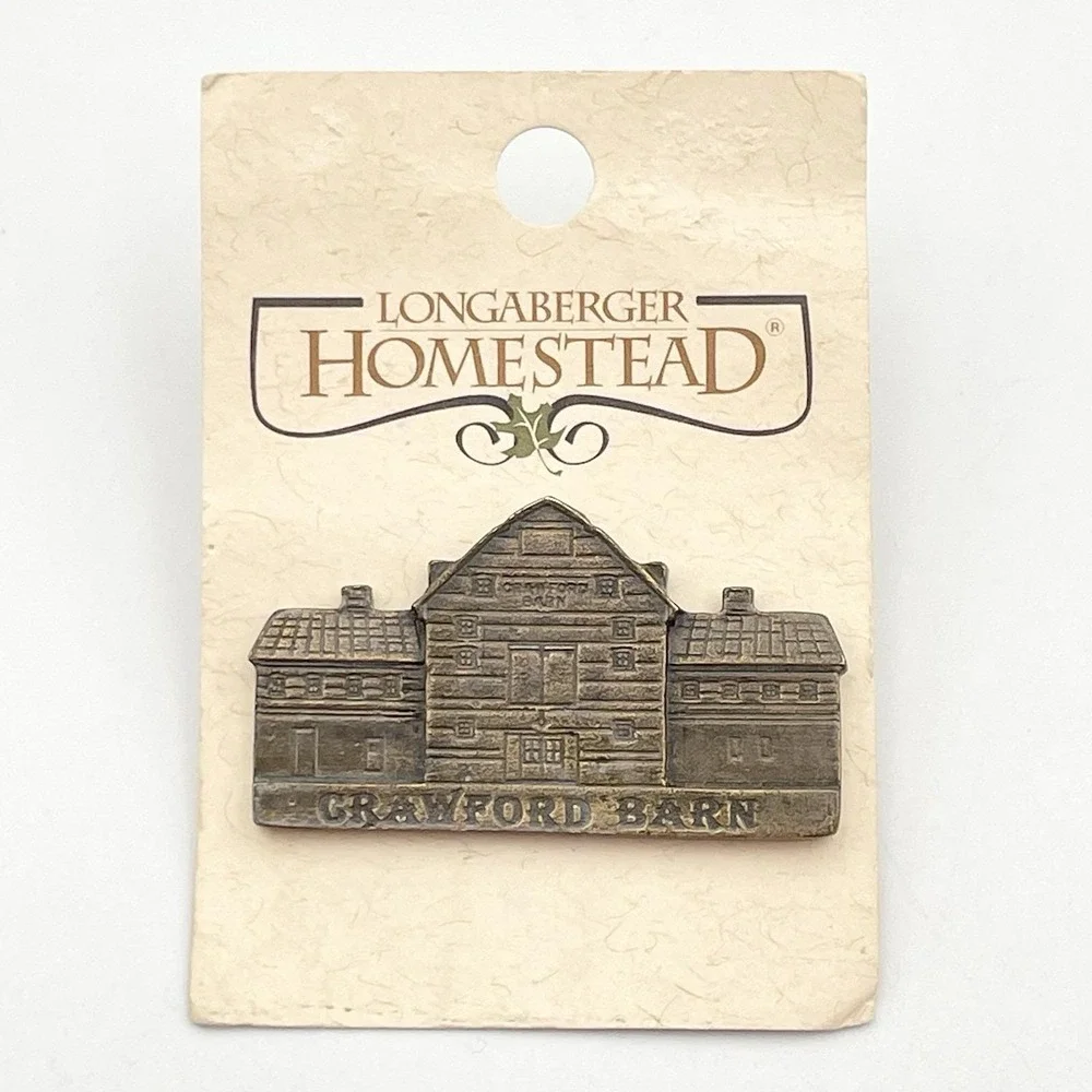 Vintage 1990s Longaberger Homestead Crawford Barn Danforth Pewter Lapel‎ Pin